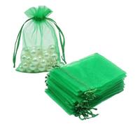 Qiantull Lot de 50 sachets en organza avec cordon de serrage - Sacs cadeaux en organza à remplir - Sacs cadeaux pour mariage, Noël - Vert - 8 x 10 cm