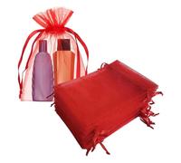 Qiantull Lot de 50 sachets en organza avec cordon de serrage - Sacs cadeaux en organza à remplir - Sacs cadeaux pour mariage, Noël - Bordeaux - 15 x 20 cm