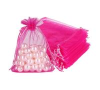 Qiantull Lot de 50 sachets en organza avec cordon de serrage - Sacs cadeaux en organza à remplir - Sacs cadeaux pour mariage, Noël, rose rouge - 30 x 40 cm