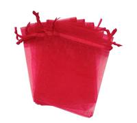 Qiantull Lot de 50 sachets en organza avec cordon de serrage - Sacs cadeaux en organza à remplir - Sacs cadeaux pour mariage, Noël - Rouge - 10 x 12 cm