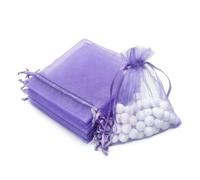 Qiantull Lot de 50 sachets en organza avec cordon de serrage - Sacs cadeaux en organza - Sacs cadeaux pour mariage, Noël - Violet clair - 8 x 10 cm