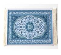 Qiantull Mini tapis oriental Motif tissu textile Petit tapis de souris avec pompons en coton Tapis de souris Accessoires d'ordinateur Dessous de verre 28 x 18 cm - 13#Bleu