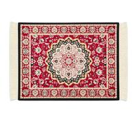 Qiantull Tapis de souris créatif Mini tapis oriental Motif tissu textile Petit tapis de souris avec pompons en coton Tapis de souris Accessoires d'ordinateur Sous-verre 28 x 18 cm 14#Rouge