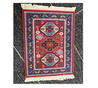 Qiantull Tapis de souris créatif Mini tapis oriental Motif tissu textile Petit tapis de souris avec pompons en coton Tapis de souris Accessoires d'ordinateur Sous-verre 28 x 18 cm A18 Rouge 2#