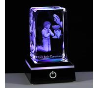 Qianwei Cadeau de première communion pour garçons, gravure 3D en cristal, figurine de garçon priant John pour première communion, voile, cadeau de baptême pour garçon catholique