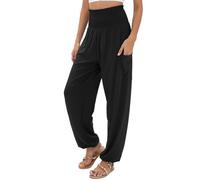 QIANXIZHAN Boho Palazzo Mous, Noir, M Femme