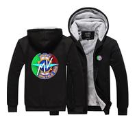 QIANYIFU Sweats à Capuche pour Hommes Sweat-Shirt pour M.V Winter Hoody Fleece Hoodie Jackets Full Zip Warm Thick Coats Black-3 L