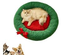 QianYiHC Christmas Tree Triangle Cat Cave Bed,Warm Christmas Cat Tree Beds,Removable and Washable Winter Closed-Off,Soft Comfortable Suitable for Small Cats Dogs Pet to Sleep Nap Hide Play (Round,M)