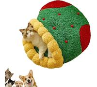 QianYiHC Christmas Tree Triangle Cat Cave Bed,Warm Christmas Cat Tree Beds,Removable and Washable Winter Closed-Off,Soft Comfortable Suitable for Small Cats Dogs Pet to Sleep Nap Hide Play (Sock,S)