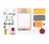 Qianyu Blocs-notes auto-adhésifs puissants « Teaching is A Work of Heart », lot de notes adhésives pour tableau noir, bloc-notes, cadeau d'appréciation des enseignants, cadeau pour la Saint-Valentin
