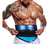 Qianyu Ceinture de sudation pour homme - Ceinture de sudation pour homme - Pour sauna, contrôle du ventre - Pour musculation, exercice, sculpture, gym, accessoires, noir/bleu, taille unique
