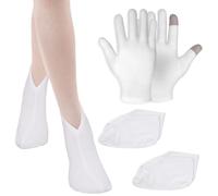 Qianyu Lot de 2 paires de gants hydratants avec écran tactile - 1 paire de chaussettes cosmétiques hydratantes pour femmes - Fissures sèches - Soin des pieds pour peaux sèches et dures craquelées