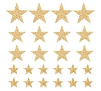 Qianyu Lot de 24 écussons thermocollants en forme d'étoiles à paillettes dorées pour vêtements, jeans, sacs, chapeaux, casquettes, bricolage, réparation de vêtements