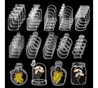 Qianyu Lot de 40 marque-pages transparents en forme de fleur séchée pour femme - Marqueurs de pages vierges en plastique transparent - Fait à la main - Jolies pinces à fleurs