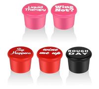 Qianyu Lot de 5 bouchons de vin amusants en silicone pour les amateurs de vin, cadeaux réutilisables, bouchons de rechange pour bouteilles de vin, fermeture hermétique décorative pour conserver le vin