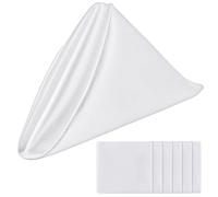 Qianyu Lot de 6 serviettes en damas 43 x 43 cm, serviettes en tissu soyeuses et douces, résistantes à la déchirure, lavables, de haute qualité pour mariages, banquets et fêtes (Blanc)