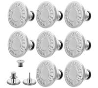 Qianyu Lot de 8 boutons de rechange pour jeans - Sans couture - Réglable - 17 mm - En métal - Pour réparation de jeans