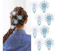 Qianyu Lot de 8 pinces à cheveux en forme de flocon de neige pour femme - Accessoires de Noël festifs avec strass