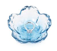 Qianyu Plat à bague en forme de fleur bleue - Petit bol à clés - Plateau à bijoux en verre - Plateau de fiançailles - Décoration de chambre à bijoux, collier, boucles d'oreilles pour maman, amie, sœur