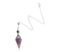 Qianyu Résine Améthyste Pendulum Pendule Pierre précieuse hexagonale Pendule Cristal Pierres de guérison Ornements Cône Pendentif Chaîne pour divination Sorcellerie Cérémonie Reiki Guérison Witchcraft