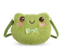 Qianyu Sac à bandoulière grenouille verte mignon en peluche sac à dos sac à dos Kawaii épaule portable pratique portefeuille dessin animé animal Lolita sac avec sangle de chaîne Envoyé aux enfants,