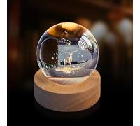 qianyue 3D Cristal Wapiti Ball Figurine Feng Shui Bureau Décoratif Tempête en Verre Balles De Boules Ornements Animal Wapiti Statue Artisanat (60mm)