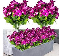 QIANYUN 4 Pcs Fleurs Artificielles Imitation Pensée Fleurs De Soie Creative Ameublement Simulation Plante pour Mariage Maison en Plein Air Cimetière Fête Décoration Taille 40cm (Mauve)