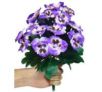 QIANYUN 8 Pcs Fleurs Artificielles Imitation Pensée Fleurs De Soie Creative Ameublement Simulation Plante pour Mariage Maison en Plein Air Cimetière Fête Décoration Taille 30cm (Violet-8pcs-003)