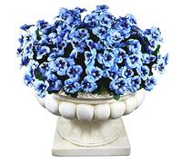 QIANYUN Fleurs Artificielles Extérieures Résistantes Aux UV Pensées Artificielles Faux Fleur en Plastique en Vrac Fausses Plantes D'extérieur (Bleu 8pcs)