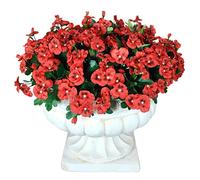 QIANYUN Fleurs Artificielles Extérieures Résistantes Aux UV Pensées Artificielles Faux Fleur en Plastique en Vrac Fausses Plantes D'extérieur (Rouge 8pcs)