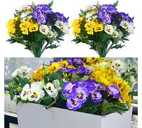QIANYUN Lot de 6 fleurs artificielles violettes en plastique pour maison, mariage, cuisine, jardin, centre de table, décoration intérieure et extérieure (couleurs mélangées)