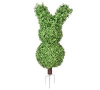 QIANYUN Topiaire de lapin en buis résistant aux UV de 96,5 cm - Arbuste de lapin artificiel pour intérieur/extérieur avec piquet de sol pour jardin, porche, décoration de terrasse (1, 78 cm)