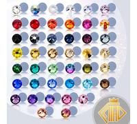 QIAO 2088 Strass en verre thermocollant, 8 grands et 8 petits, à dos plat, de qualité supérieure, pierres de cristal scintillantes pour accessoires de nail art et de loisirs créatifs DIY Jet