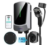 QIAO)) 7.4kW EV Charger Type 2 with 5M Charging Cable, Wall Mount Electric Car Charger Station LED Display, Smart APP WiFi Bluetooth Enabled, Max. 32A AC Home EV Wallbox Charger with Cable Holder