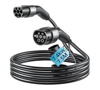 QIAO Câble de Charge de Type 2, câble de Chargeur de Voiture électrique de Type 2 à Type 2 IEC 62196 EV, câble de Charge Rapide Mode 3 EV et PHEV avec Sac de Transport (7,4 KW, 7,5 m)