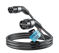QIAO Câble de Charge de Type 2, câble de Chargeur de Voiture électrique de Type 2 IEC 62196 EV, câble de Charge Rapide Mode 3 EV et PHEV avec Sac de Transport (11 KW, 5 m)