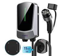QIAO)) Chargeur EV 11 KW Type 2, triphasé-16 A, Station de Recharge pour véhicule électrique avec câble Type 2 de 5 m, écran LED, Support de câble, chargeurs Wallbox pour la Maison et l'extérieur