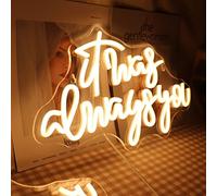 QiaoFei LED It Was Always You Neon Sign with Dimmer Switch Decor for Wedding,Engagement, Birthday Party, Wall Decor for Bedroom Living Room Bar and Gifts for Loved Ones(Warm white)