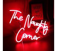 QiaoFei LED "The Naughty Corner" Neon Sign Word/Letters USB Powered Neon Lights for Girls Room Home Bar Art Wall Decor Party Window Living Room Decor Birthday Christmas' Gift(Red)