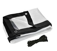 QIAOH Bâche Impermeable Exterieur Transparente 6x7m, Bâche Armée Transparente À L'épreuve des Déchirures Réversible Extérieure avec Œillets Et Bords Renforcés,Transparent