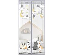 QIAOH Moustiquaire Porte Magnétique 100x220cm, Auto-Adhésif Rideau en Maille, Rideau Maille De Porte Fenêtre, Fermeture Automatique, sans Perçage, pour Couloirs Patio Portes