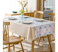 QIAOH Nappe De Table Rectangulaire Anti-Taches 140x180cm, Nappe Rectangulaire Toile Ciree, Nappe Table Basse Carree, Nappe Protection De Table Imperméable pour Table À Manger