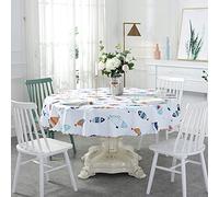 QIAOH Nappe De Table Rectangulaire Anti-Taches Diameter 200cm, Nappe Protection De Table Imperméable pour Table À Manger, Nappe Picnic Impermeable, Toile Cirée Ronde