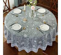 QIAOH Nappe Ronde Plastique Diameter 180cm, Nappe Ronde Anti Tache, Toile Cirée Ronde, Nappe De Table Ronde, Nappe Cuisine De Table À Manger Fête Banquet Mariage Anniversaire