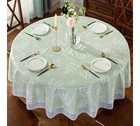 QIAOH Nappe Ronde Plastique Diameter 200cm, Nappe Ronde Anti Tache, Toile Cirée Ronde, Nappe De Table Ronde, Nappe Cuisine De Table À Manger Fête Banquet Mariage Anniversaire
