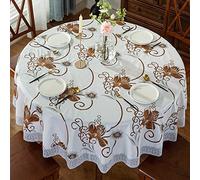 QIAOH Nappe Ronde Plastique Diameter 220cm, Nappe Ronde Anti Tache, Toile Cirée Ronde, Nappe De Table Ronde, Nappe Cuisine De Table À Manger Fête Banquet Mariage Anniversaire