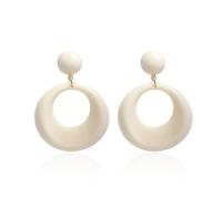 QIAOLEHUI Boucles d'oreilles pendantes simples rétro style disco années 70 pour femmes et filles en acrylique blanc, Résine, Pas de gemme