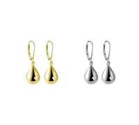 QIAOLEHUI Lot de 2 boucles d'oreilles dormeuses minimalistes en forme de goutte d'eau pour femme, Grand, Acier allié, Pas de pierre précieuse