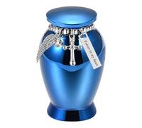 QIAOLIDA Petite urne funéraire élégante pour animal de compagnie en alliage d'aluminium avec couvercle fileté sécurisé et pendentifs en forme de croix