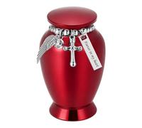 QIAOLIDA Petite urne funéraire élégante pour animal de compagnie en alliage d'aluminium avec couvercle fileté sécurisé et pendentifs en forme de croix